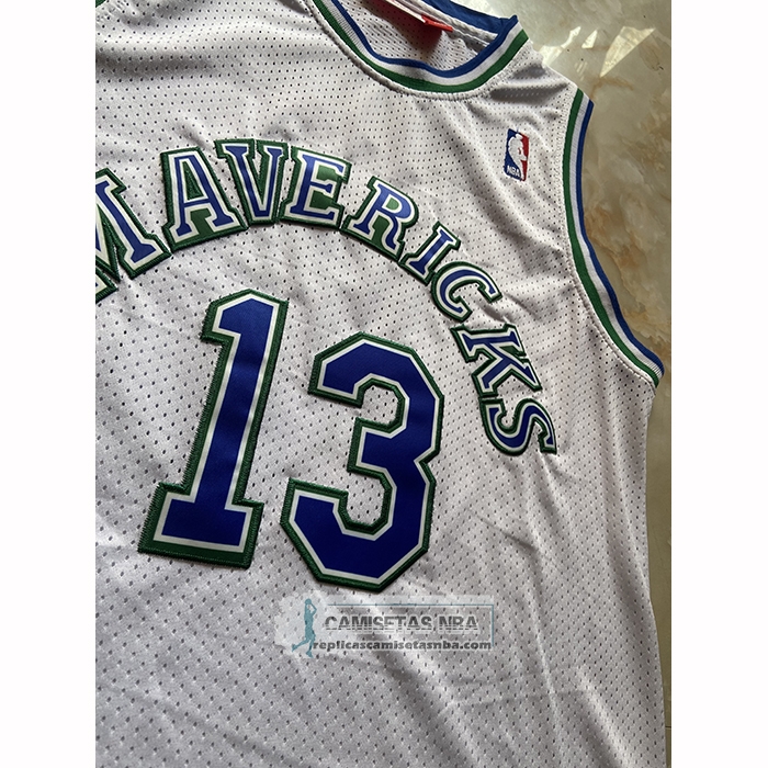 Camiseta Dallas Mavericks Steve Nash NO 13 Mitchell & Ness 1998-99 Blanco